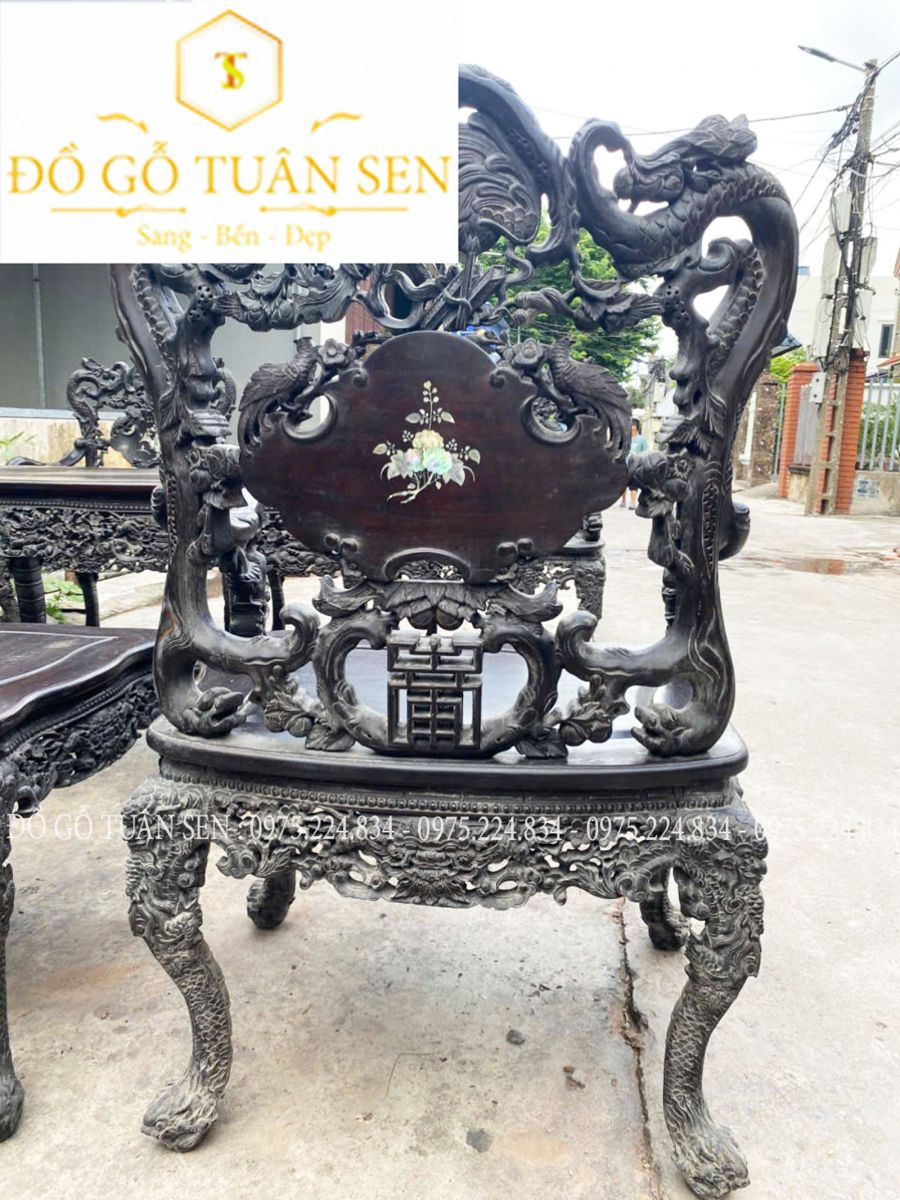 Thông tin kích thước bộ khánh rồng gỗ gụ khảm ốc